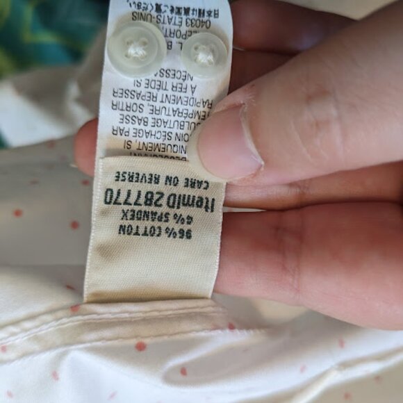 LLBean White and Pink Polka Dot Button Down Size MP - Picture 2 of 10